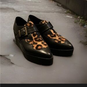 Giani Bini Woman’s Platform Horsehair Leather Creepers sz 9.5